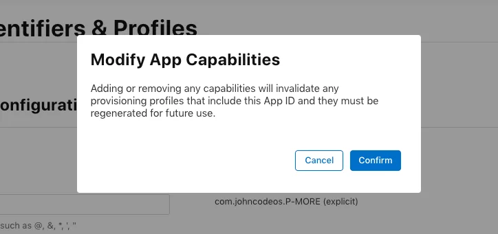 In Apple Developer Account, confirm that you want to add the 'Sign in with Apple' capability in your app