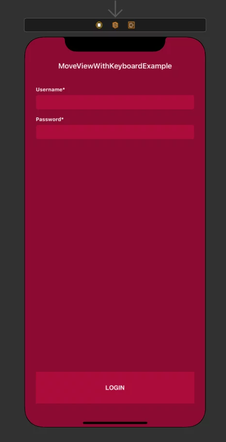 A login screen with a login button at the bottom to show how to move it when the keyboard appears